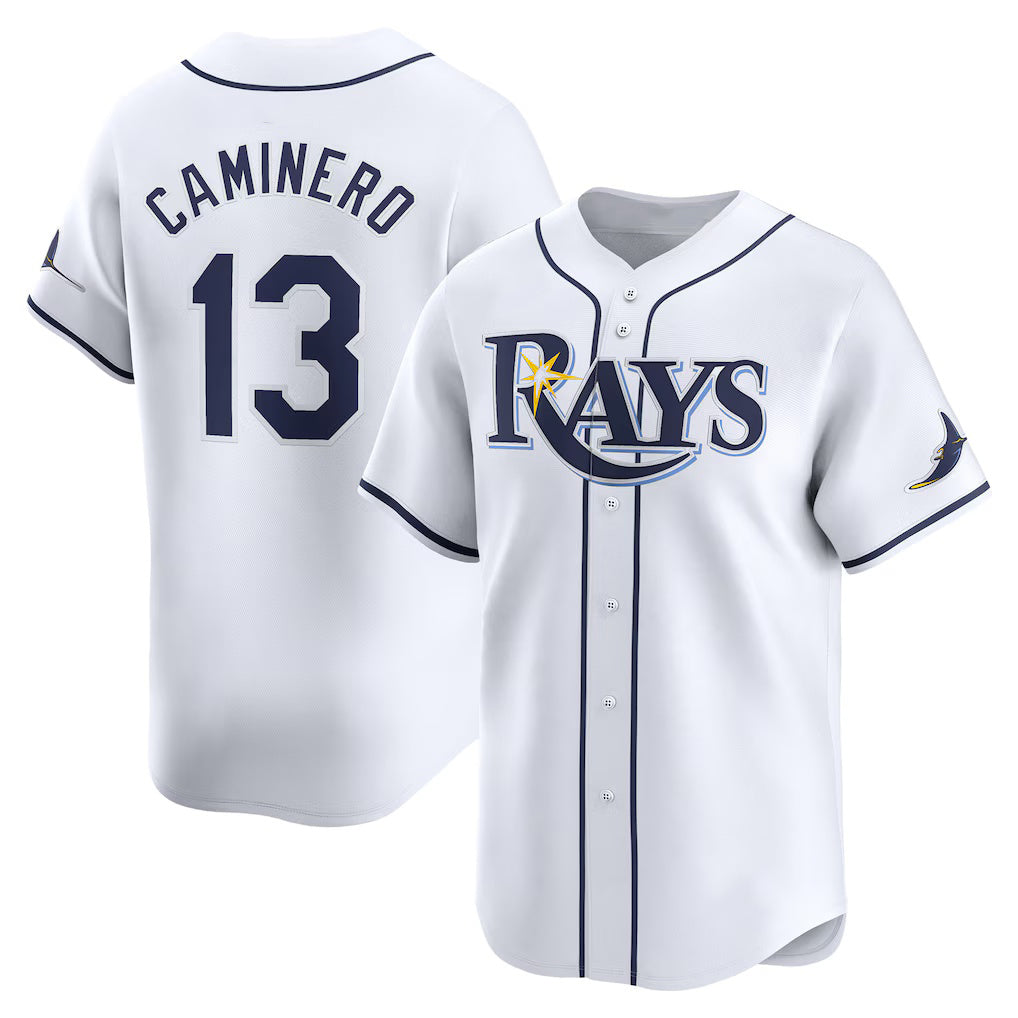 Tampa Bay Rays #13 Junior Caminero White FEDASGOGE Home Limited Player Jersey