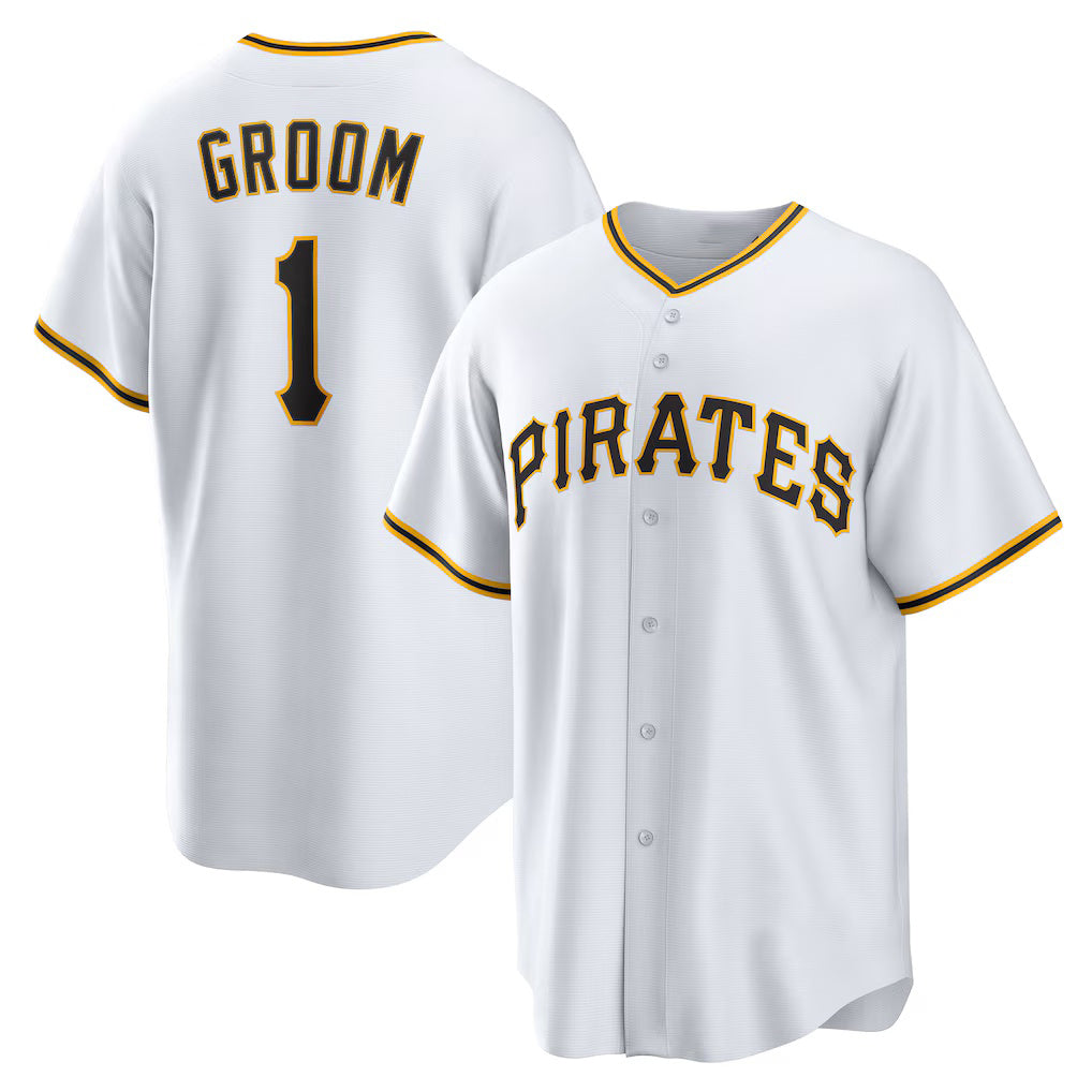 Pittsburgh Pirates #1 Groom Home White FEDASGOGE Replica Jersey