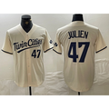 Minnesota Twins #47 Edouard Julien Number Cream FEDASGOGE Cool Base Stitched Jersey