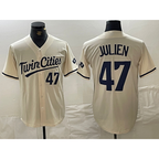 Minnesota Twins #47 Edouard Julien Number Cream FEDASGOGE Cool Base Stitched Jersey