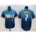 Philadelphia Phillies #7 Trea Turner Number Blue FEDASGOGE 2024 City Connect Limited Stitched Jersey 2