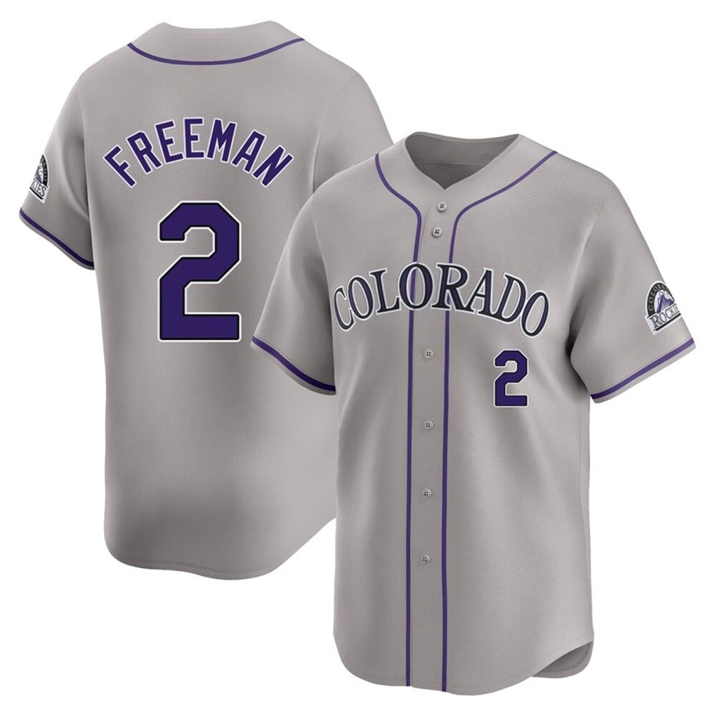 Colorado Rockies #2 Tyler Freeman Player Gray FEDASGOGE Limited Home Stitched Jerseys