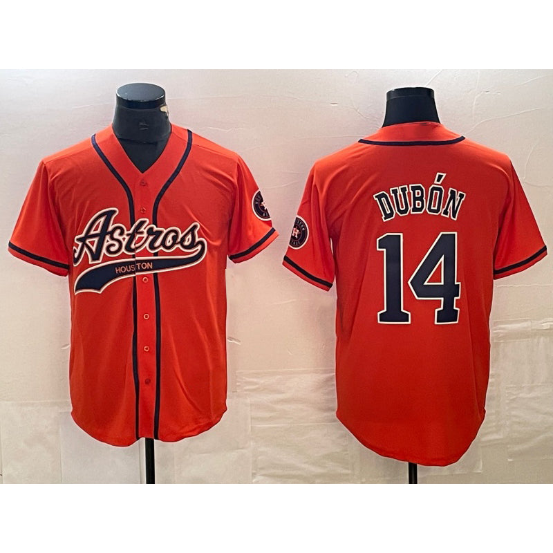 Houston Astros #14 Mauricio Dubon Orange FEDASGOGE With Patch Cool Base Stitched Jersey