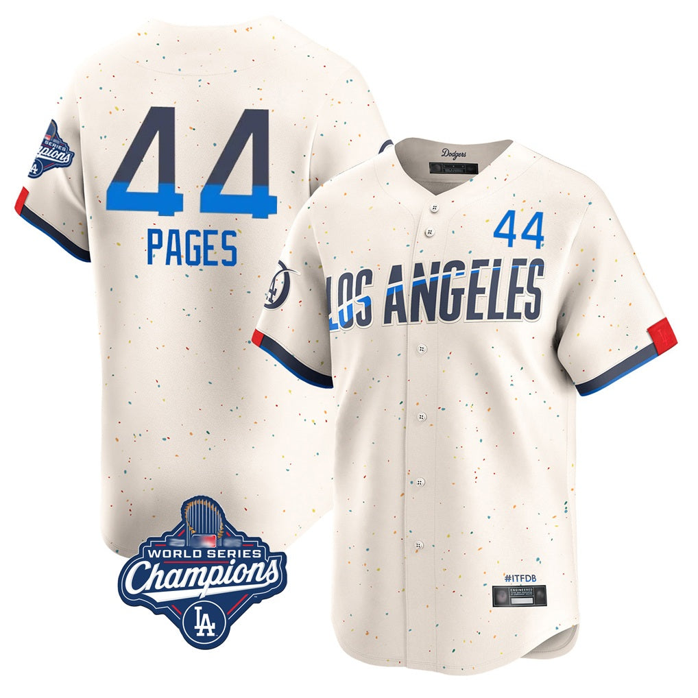 Los Angeles Dodgers #44 Andy Pages Player Cream FEDASGOGE World Series Meet City Connect Limited Home Stitched Jerseys