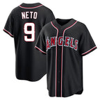 Los Angeles Angels #9 Zach Neto Player Black FEDASGOGE Fashion Out Home Game Stitched Jerseys