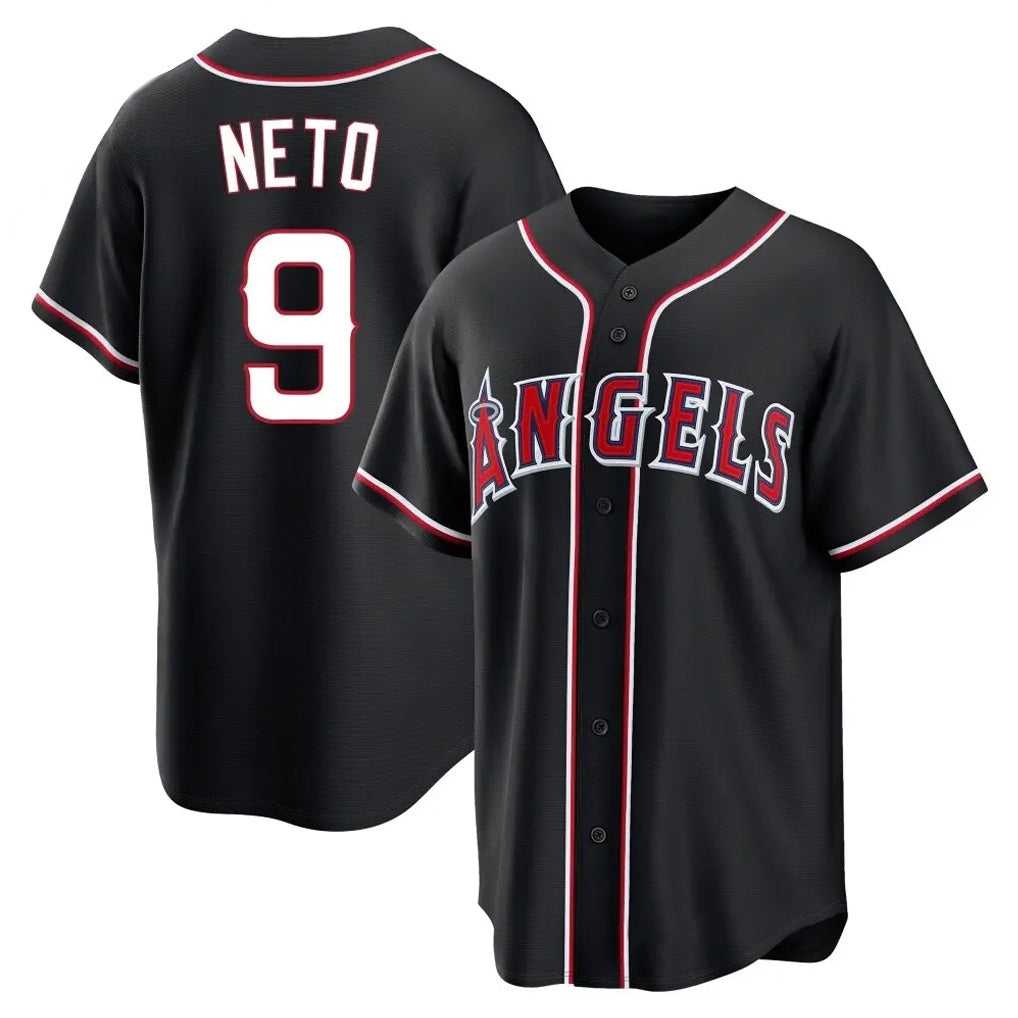 Los Angeles Angels #9 Zach Neto Player Black FEDASGOGE Fashion Out Home Game Stitched Jerseys