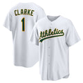 Oakland Athletics #1 Denzel Clarke White FEDASGOGE Home Replica Jersey