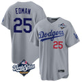 Los Angeles Dodgers #25 Tommy Edman Player Gray FEDASGOGE World Series Game Home Stitched Jerseys