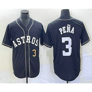 Houston Astros #3 Jeremy Pena Number Black FEDASGOGE Cool Base Stitched Jersey