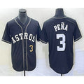 Houston Astros #3 Jeremy Pena Number Black FEDASGOGE Cool Base Stitched Jersey