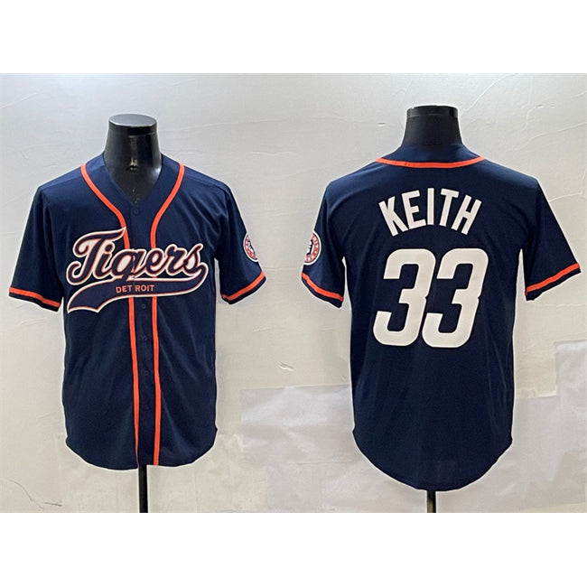 Detroit Tigers #33 Colt Keith Navy FEDASGOGE With Patch Cool Base Stitched Jersey