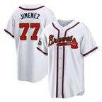 Atlanta Braves #77 Joe Jimenez Player White Gold FEDASGOGE Home Game Stitched Jerseys