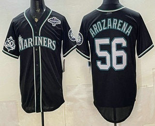 Seattle Mariners #56 Randy Arozarena 50th Black FEDASGOGE Out Style Vapor Premier Limited Jersey