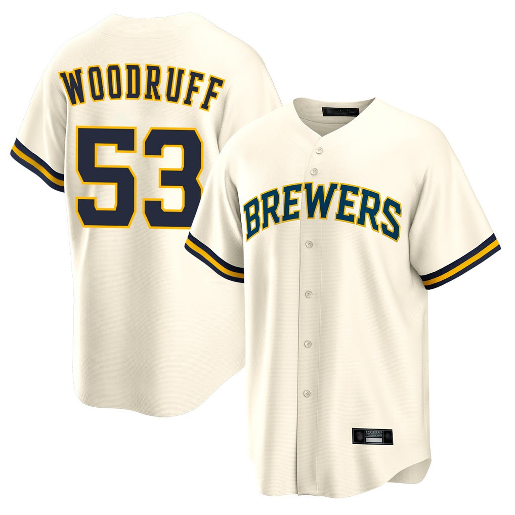 Milwaukee Brewers #53 Brandon Woodruff Player Cream FEDASGOGE Home Game Stitched Jerseys