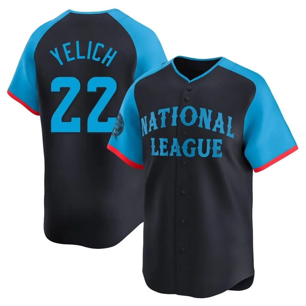 Milwaukee Brewers #22 Christian Yelich Player Navy FEDASGOGE Limited National League All-Star Home Game Stitched Jerseys