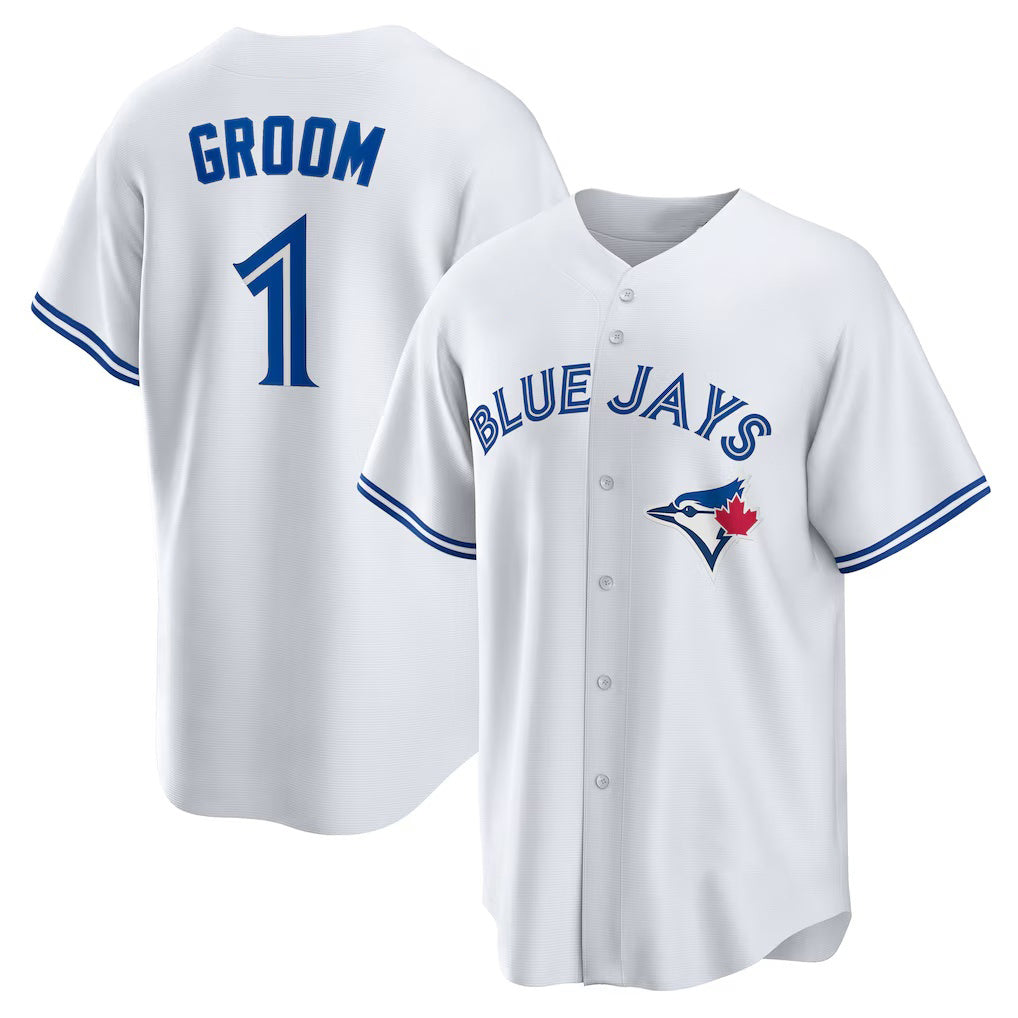 Toronto Blue Jays #1 Groom White FEDASGOGE Home Replica Jersey