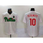 Philadelphia Phillies #10 J.T. Realmuto White Green FEDASGOGE Cool Base Stitched Jersey 2