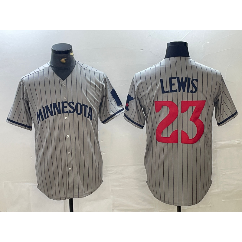Minnesota Twins #23 Royce Lewis 2023 Grey FEDASGOGE Home Team Cool Base Stitched Jersey