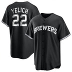 Milwaukee Brewers #22 Christian Yelich Player Black FEDASGOGE Game Home Stitched Jerseys