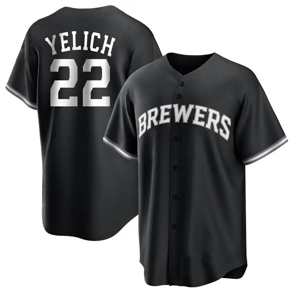Milwaukee Brewers #22 Christian Yelich Player Black FEDASGOGE Game Home Stitched Jerseys