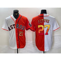 Houston Astros #27 Jose Altuve Number White Orange FEDASGOGE Split Stitched Jersey