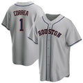 Houston Astros #1 Carlos Correa Player Gray FEDASGOGE Home Game Stitched Jerseys