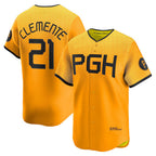 Pittsburgh Pirates #21 Roberto Clemente Gold FEDASGOGE City Connect Limited Player Jersey