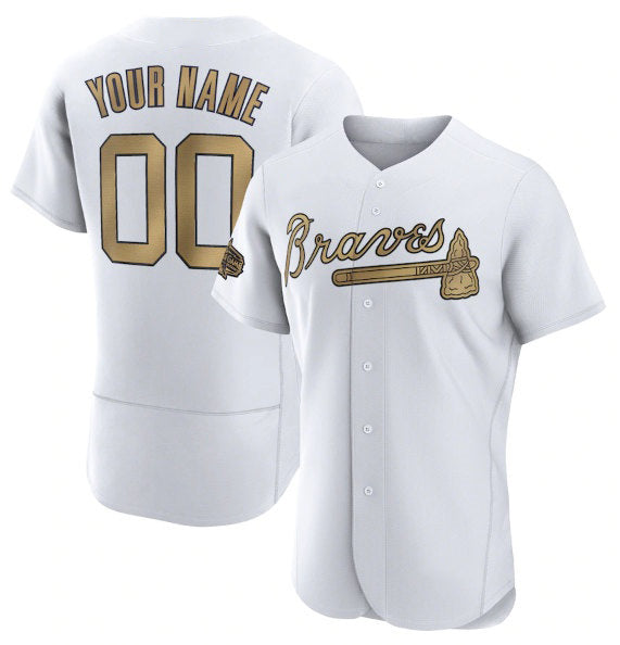 Custom Atlanta Braves Active Player White FEDASGOGE 2022 All-Star Flex Base Stitched Jersey