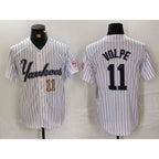 New York Yankees #11 Anthony Volpe White FEDASGOGE Pinstripe Fashion Cool Base Jerseys