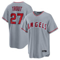 Los Angeles Angels #27 Mike Trout Player Gray FEDASGOGE Home Game Stitched Jerseys