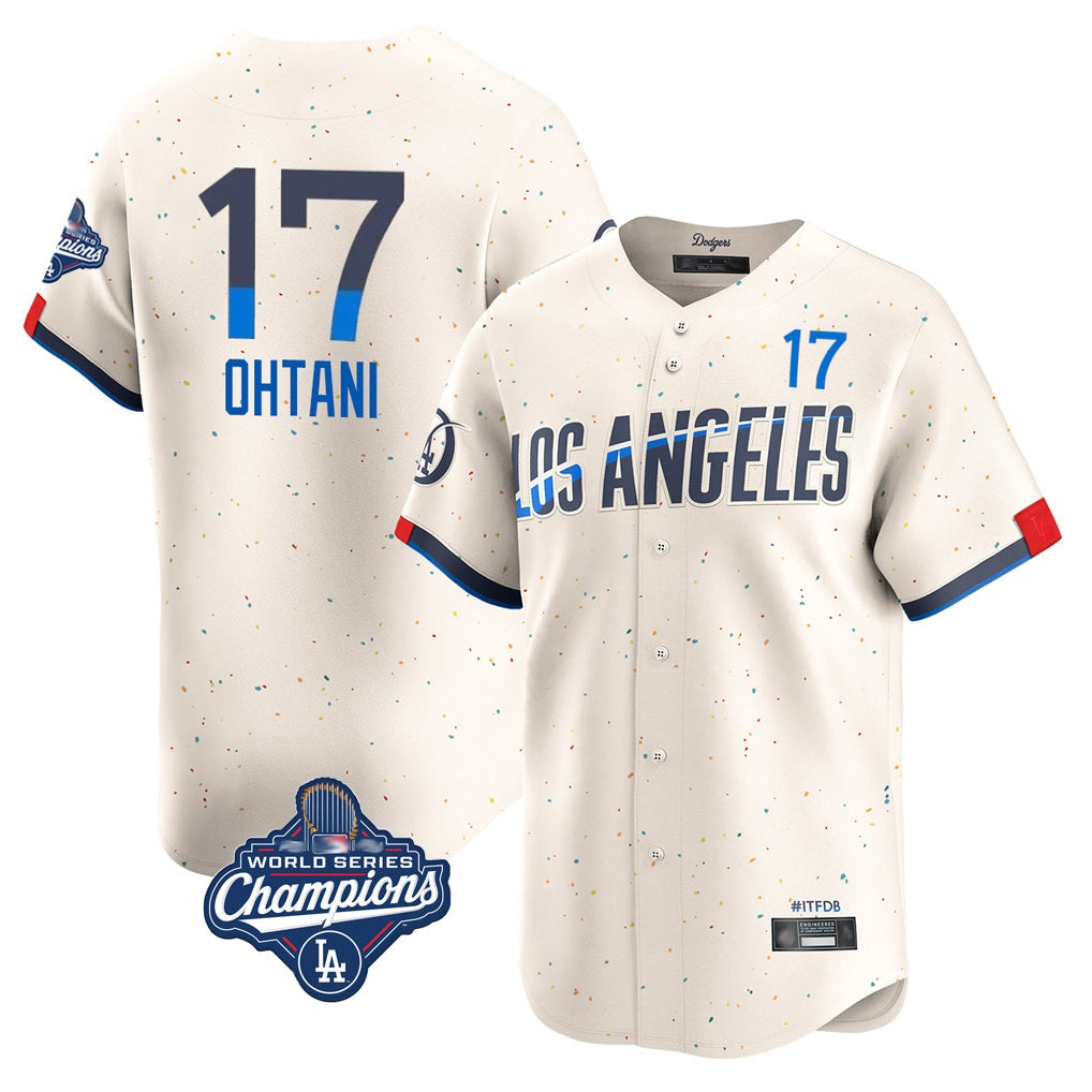 Los Angeles Dodgers #17 Shohei Ohtani Player Cream FEDASGOGE World Series Meet City Connect Limited Home Stitched Jerseys