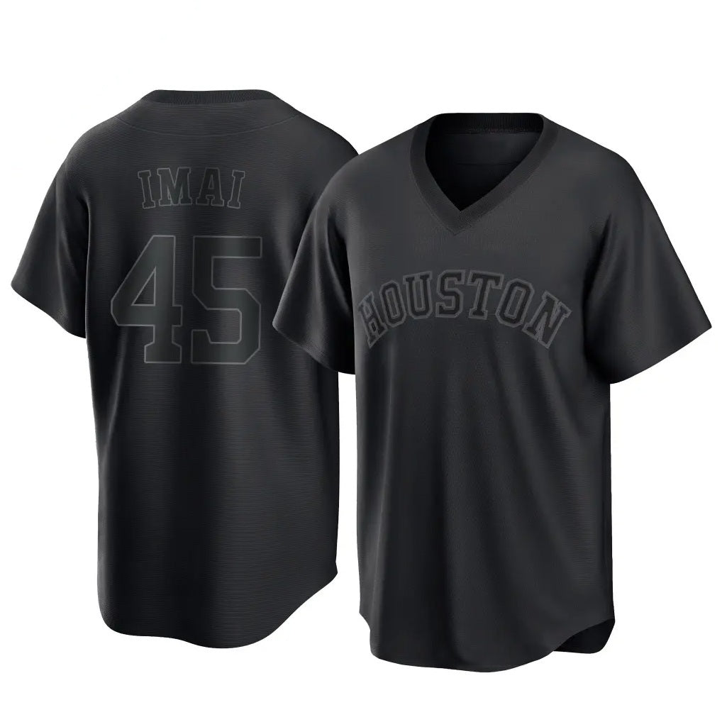 Houston Astros #45 Tatsuya Imai Player Black FEDASGOGE Fashion T-shirt Home Game Stitched Jerseys