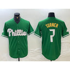 Philadelphia Phillies #7 Trea Turner Kelly Green FEDASGOGE Cool Base Jersey
