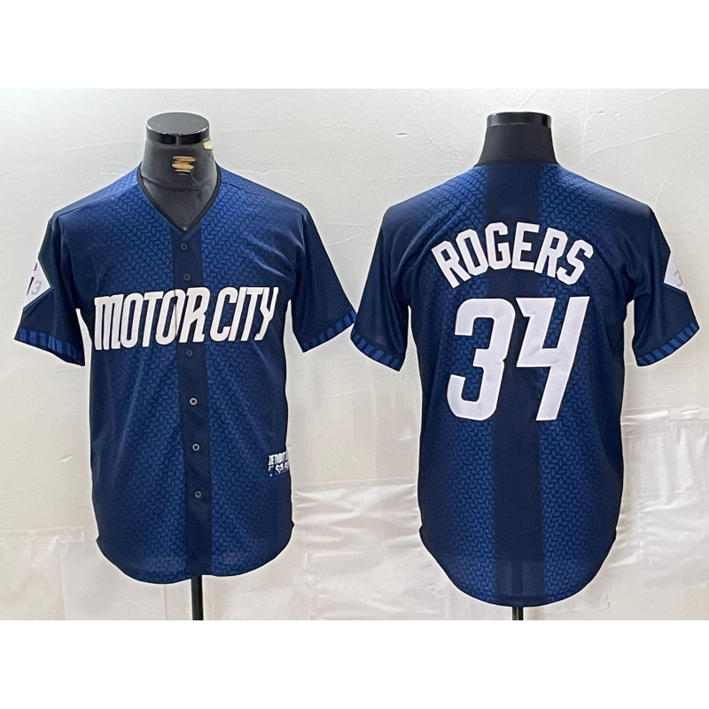 Detroit Tigers #34 Jake Rogers 2024 Navy FEDASGOGE City Connect Cool Base Limited Stitched Jersey 2