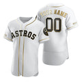 Custom Houston Astros White FEDASGOGE Stitched Flex Base Golden Edition Jersey