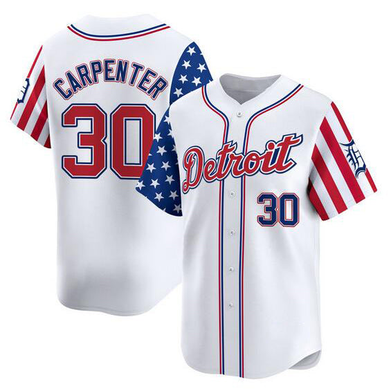 Detroit Tigers #30 Kerry Carpenter White FEDASGOGE 2025 Independence Day Vapor Premier Limited Stitched Jersey