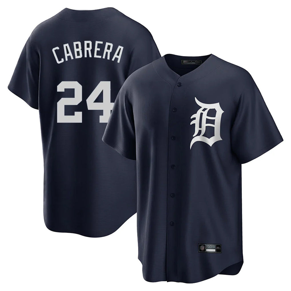 Detroit Tigers #24 Miguel Cabrera Player Navy FEDASGOGE Game Home Stitched Jerseys