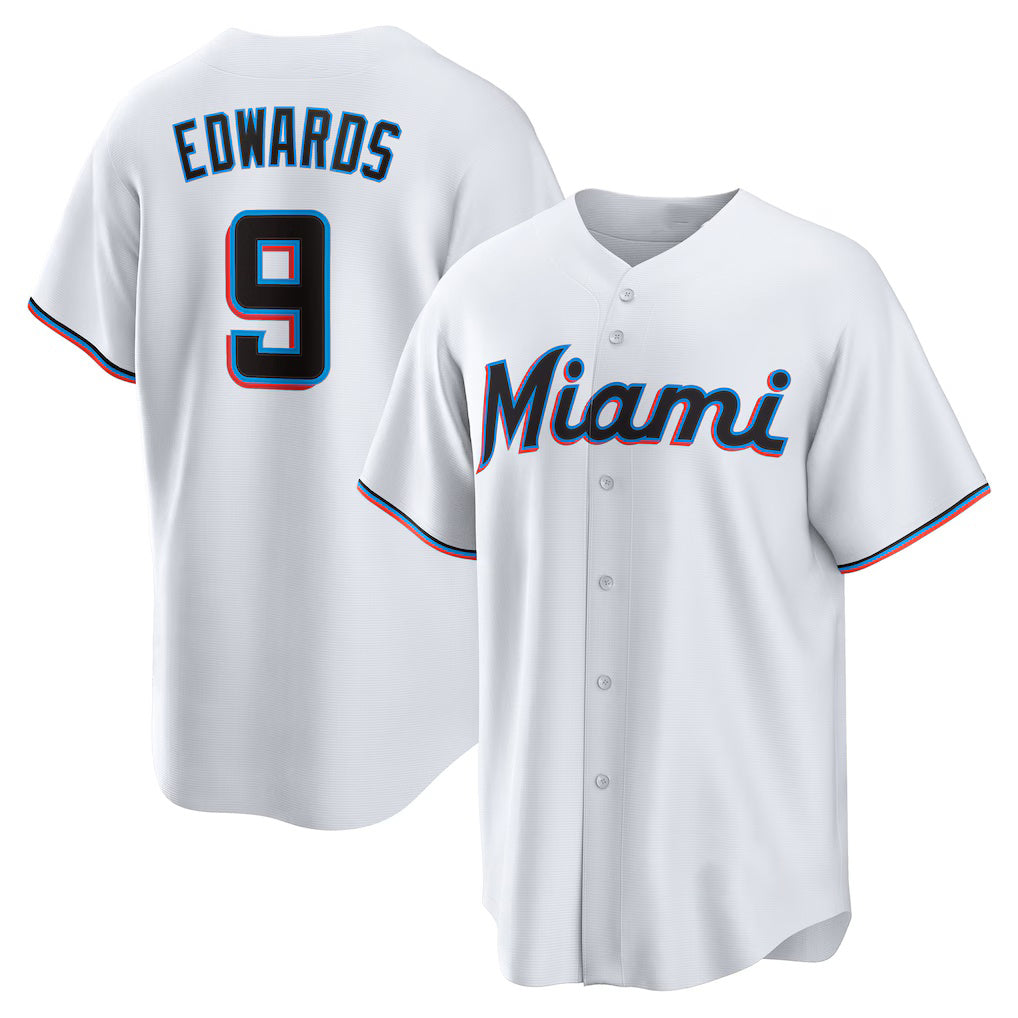 Miami Marlins #9 Xavier Edwards White FEDASGOGE Home Replica Jersey
