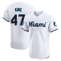 Miami Marlins #47 John King Player White FEDASGOGE Home Limited Elite Stitched Jerseys