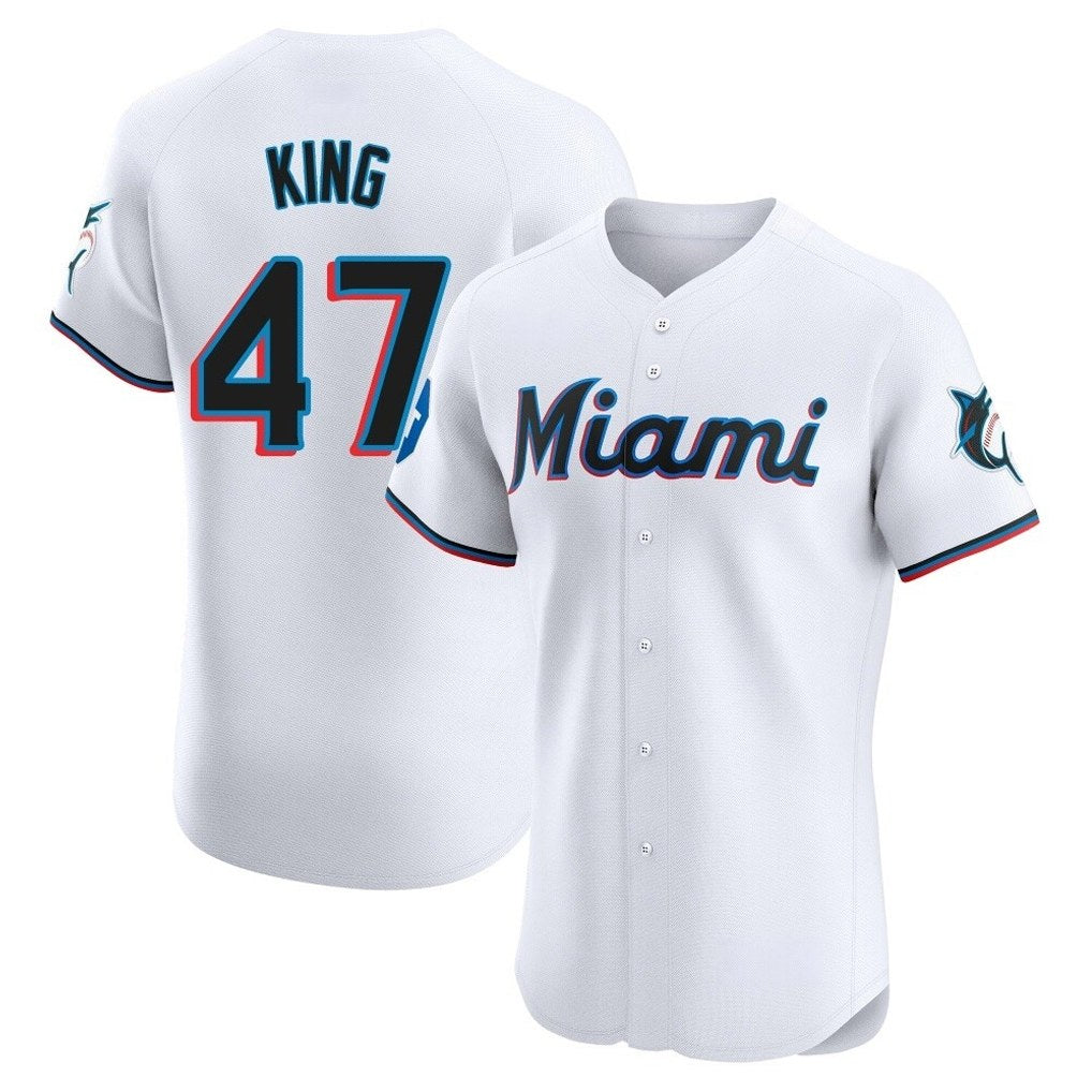 Miami Marlins #47 John King Player White FEDASGOGE Home Limited Elite Stitched Jerseys