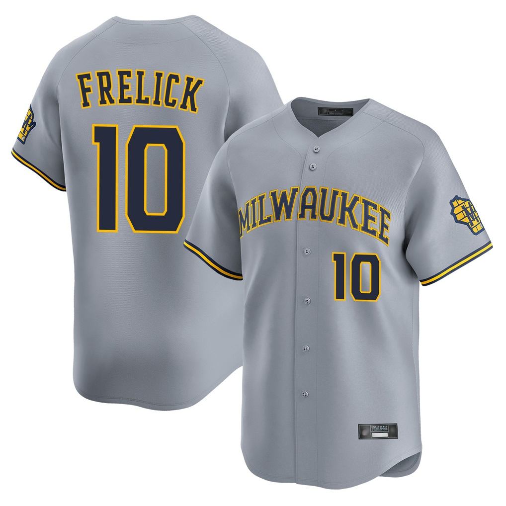 Milwaukee Brewers #10 Sal Frelick Player Gray FEDASGOGE Home Limited Stitched Jerseys