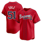 Atlanta Braves #51 Chris Sale Player Red FEDASGOGE Limited Home Game Stitched Jerseys