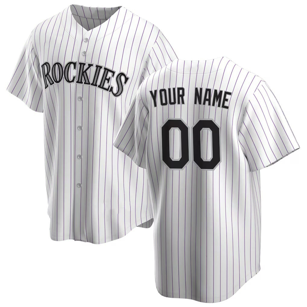 Custom Colorado Rockies White FEDASGOGE Home Replica Jersey