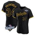 Los Angeles Dodgers #34 Fernando Valenzuela Player Black FEDASGOGE World Series Snake Skin City Limited Elite Home Stitched Jerseys