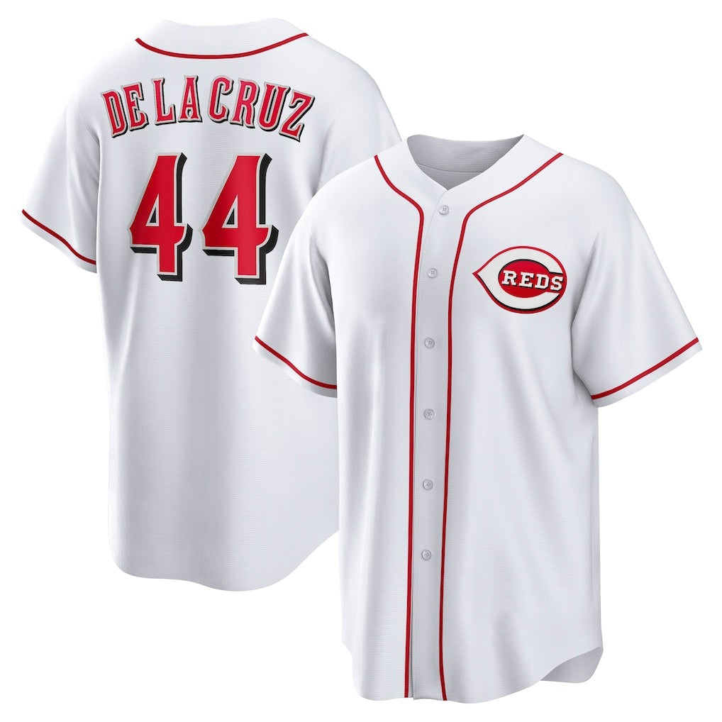 Cincinnati Reds #44 Elly De La Cruz White FEDASGOGE Home Replica Jersey