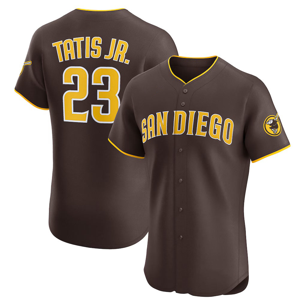 San Diego Padres #23 Fernando Tatis Jr. Brown FEDASGOGE Road Elite Jersey