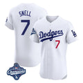 Los Angeles Dodgers #7 Blake Snell Player White FEDASGOGE Limited Elite World Series Meet Home Stitched Jerseys