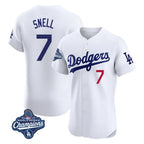 Los Angeles Dodgers #7 Blake Snell Player White FEDASGOGE Limited Elite World Series Meet Home Stitched Jerseys