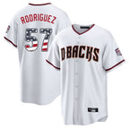 Arizona Diamondbacks #57 Eduardo Rodriguez Player White FEDASGOGE USA 250 Fourth of July Home Game Stitched Jerseys