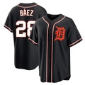 Detroit Tigers #28 Javier Baez Player Black FEDASGOGE Fashion Out Home Game Stitched Jerseys